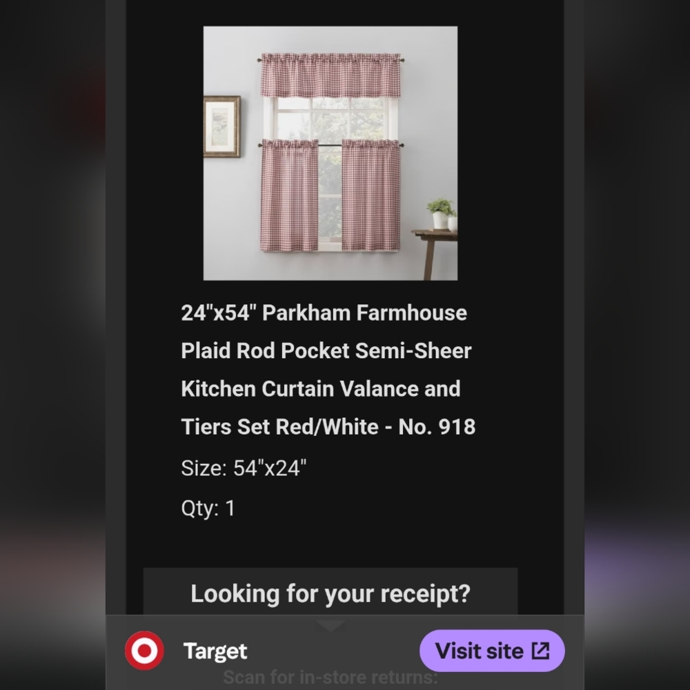 Red and White Checkered Fabric Kitchen curtains